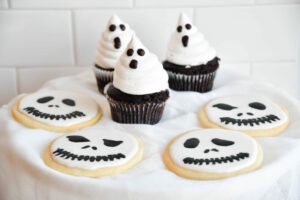 Ghost Cupcakes and Jack Skellington Frosted Cookies