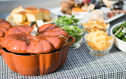 Jalapeno Cheddar Cornbread (back right), Toppings with Chili (front left)