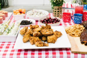 Traditional Fried Chicken (front), Old Fashioned Potato Salad (back)